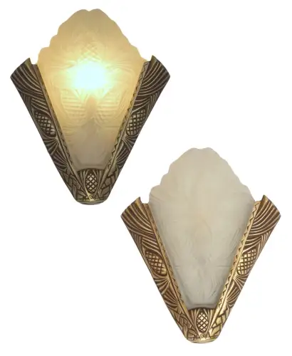 Große franz. Art Deco Wandlampe Entw. Sabino "PARIS STARLIGHT" Bronze Messing