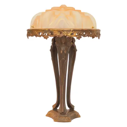 Weltweites Unikat Art Deco Design Tischleuchte "NEW TRINITY" Messinglampe rare