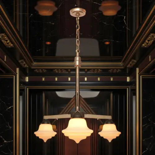 Einzigartige original Art Déco Hängeleuchte Deckenlampe "ROCKEFELLER PLAZA" 1920