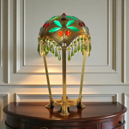 Original Wiener Art Nouveau Jugendstil Tischleuchte "GUSTAVE" Messinglampe 1900