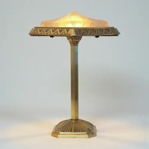 Orig. Art Déco Muller Luneville Tischleuchte "PLACE FRANÇAISE" 1920 signiert