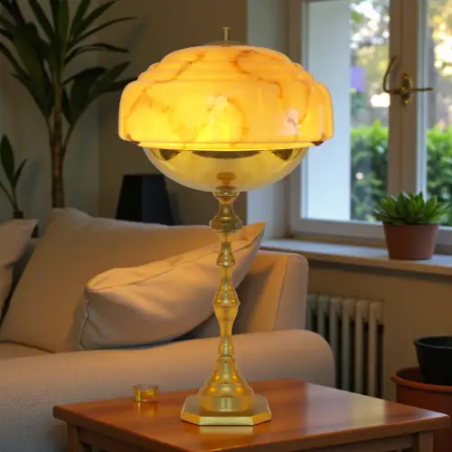 Unikat Art Déco Tischleuchte "BIG MARBLE" Messinglampe Berlin Einzelstück Lampe