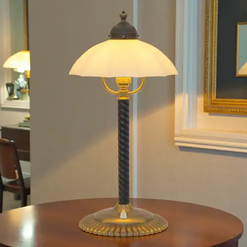 Sehr schöne original Jugendstil Tischleuchte "HEATHER" Messinglampe 1920 Unikat