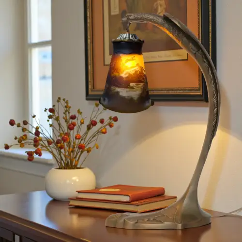 Charles Ranc Art Déco Tischleuchte "PHOENIX" Messinglampe Unikat Lampe