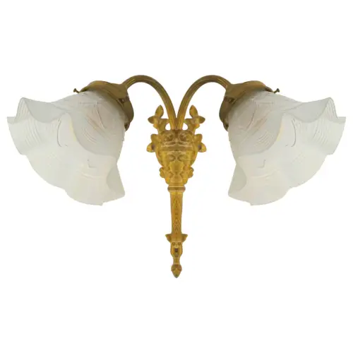 Schöne original Jugendstil Wandleuchte "DAPHNE" Doppel-Wandlampe feuervergoldet