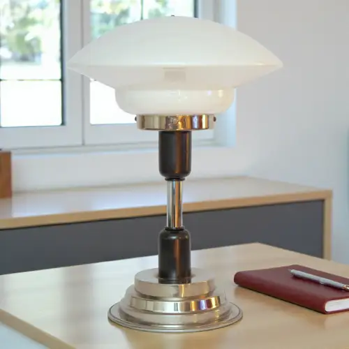 Seltene Bauhaus Art Deco Schreibtischleuchte "DESSAU" Vintage Tischlampe 1960er