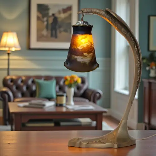 Charles Ranc Art Déco Tischleuchte "PHOENIX" Messinglampe Unikat Lampe