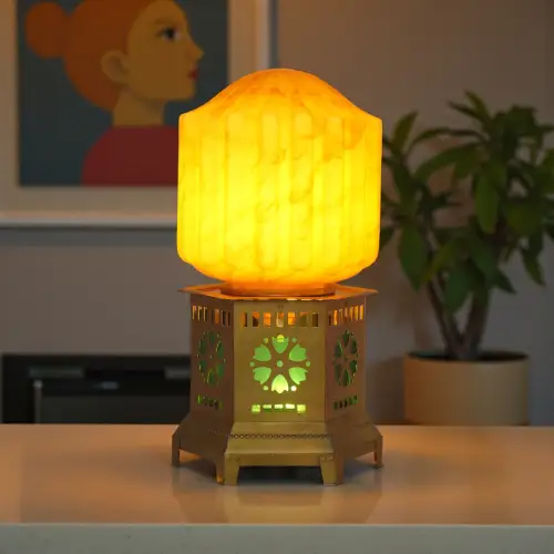 Einzigartige Art Déco Design Tischlampe "ABERDEEN" Tischleuchte Messinglampe