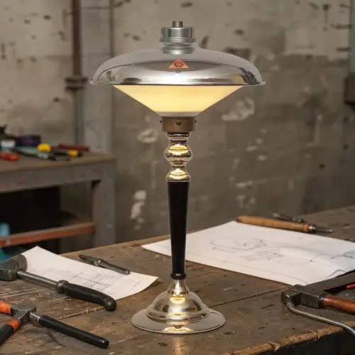 Sehr elegante Art Déco Industrie Tischleuchte "MAGDEBURG" Unikat Tischlampe