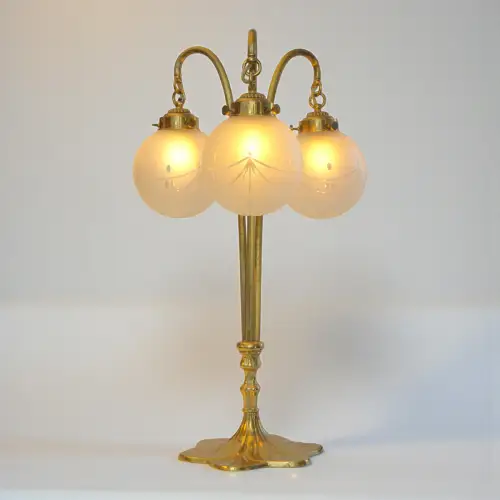 Große Art Déco Bibliotheken- Kontorleuchte "3 SPACES" Messinglampe Berlin Lampe