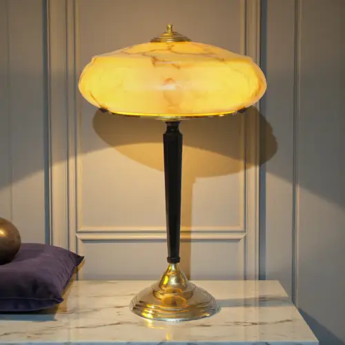 Fantastische Art Déco Design Tischleuchte "EINDHOVEN" Tischlampe Messinglampe