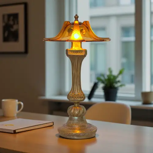 Art Déco Design Tischleuchte "AMBER" Einzelstück Messinglampe Schreibtisch
