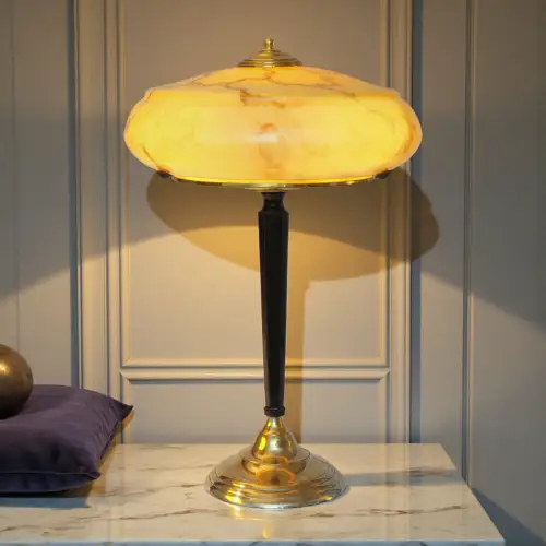 Fantastische Art Déco Design Tischleuchte "EINDHOVEN" Tischlampe Messinglampe