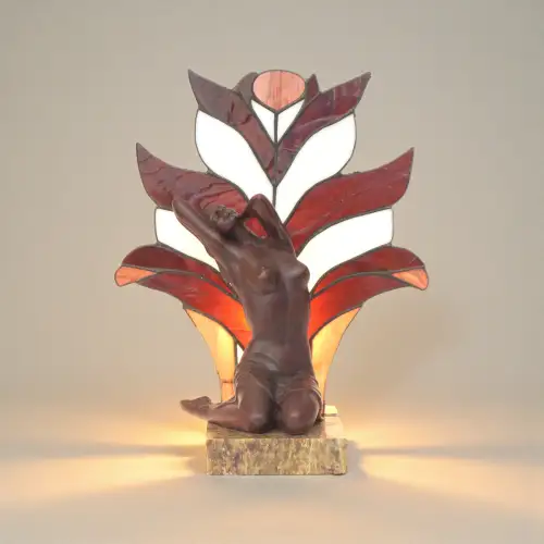 Art Déco Tischleuchte "TIFFANY MAIDEN" Tischlampe Keramik Unikat