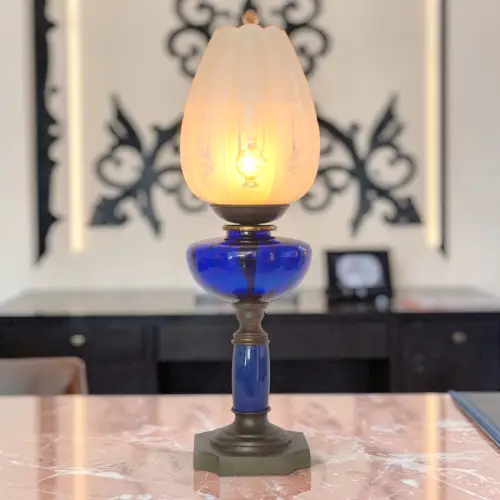 Original Jugendstil Tischleuchte "BLUE HEAVEN" 1910 Tischlampe