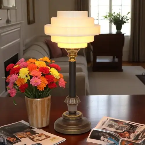 Sammlerstück Mid Century Art Déco Design Tischleuchte "COVENTRY" Messinglampe