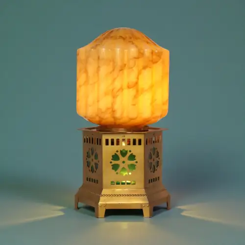 Einzigartige Art Déco Design Tischlampe "ABERDEEN" Tischleuchte Messinglampe