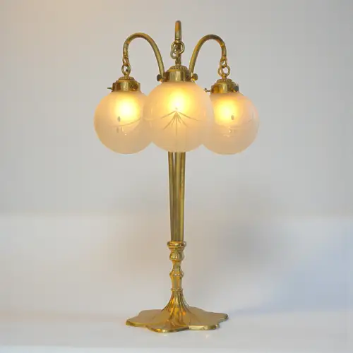 Große Art Déco Bibliotheken- Kontorleuchte "3 SPACES" Messinglampe Berlin Lampe