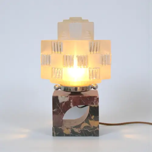 Einzigartige Art Déco Design Tischlampe "THE TWO FACE CUBE" Tischleuchte Bauhaus
