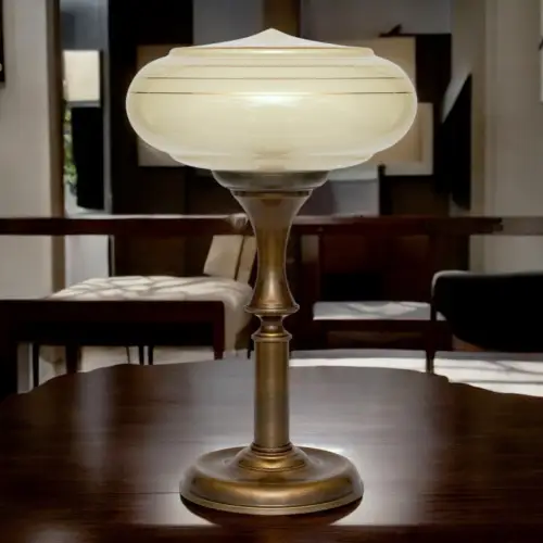 Unikat Art Déco Schreibtischleuchte "DORIA" Messinglampe Tischlampe Einzelstück