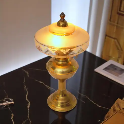 Design Unikat Art Déco Tischleuchte "QUERENBURG" Messinglampe Tischlampe