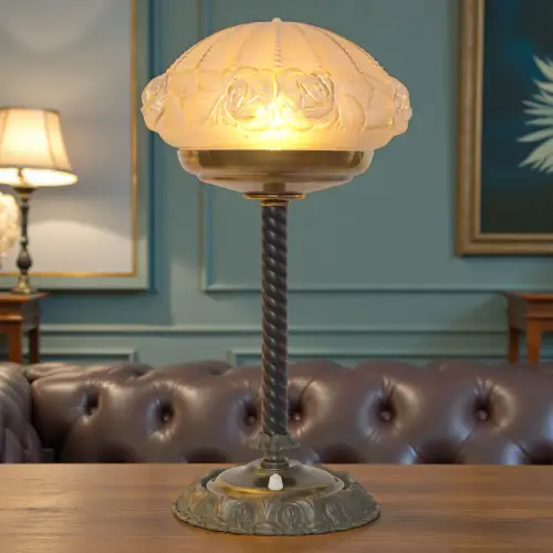 Elegante orig. Jugendstil Schreibtischleuchte "NOVA" Unikat Tischlampe 1920