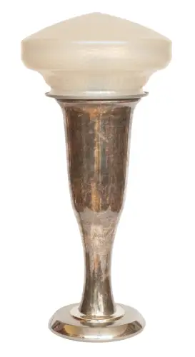 Art Deco Design Tischleuchte "BLACK SILVER" Unikat antikes Original Glas