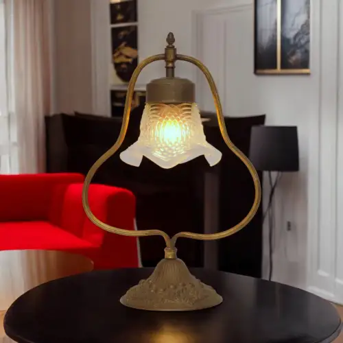 Romantische Jugendstil Shabby Tischleuchte "CIRCLE LIGHT" Messinglampe Unikat