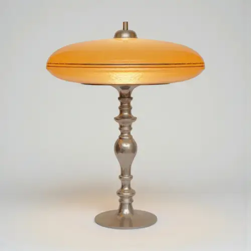 Art Deco Tischlampe "FORBIDDEN PLANET" Unikat Lampe Schreibtisch Bankerlampe