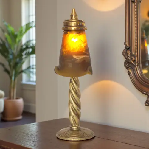 Schöne original Jugendstil Tischleuchte "AMBIANCE DU SOIR" sig. Gallé Lampe
