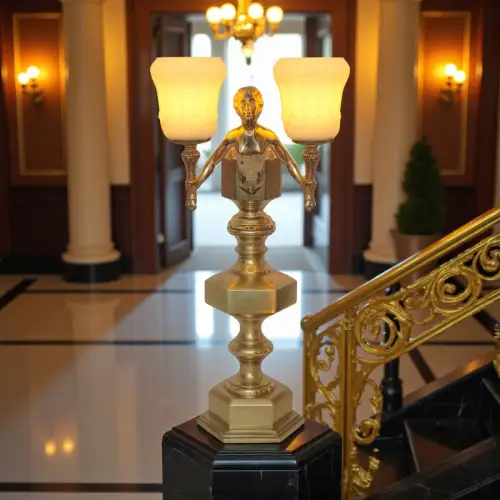 Rare Art Déco Messinglampe "MÜHLENBERG" Unikat Tischlampe Art Nouveau