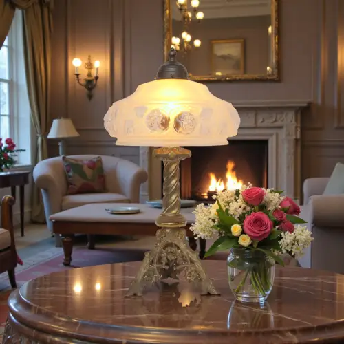 Original Art Nouveau Tischleuchte "ROSENGARTEN" Jugendstil Messinglampe Berlin