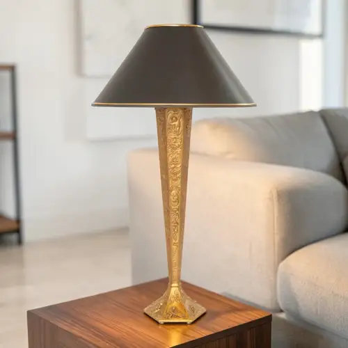 Traumhafte Unikat Jugendstil Messingleuchte "GARDEN EDEN" Einzelstück Tischlampe