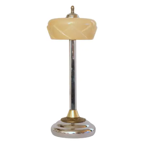 Art Deco Schreibtischleuchte "SILVER SKY" Unikat Chrom Tischlampe Banker