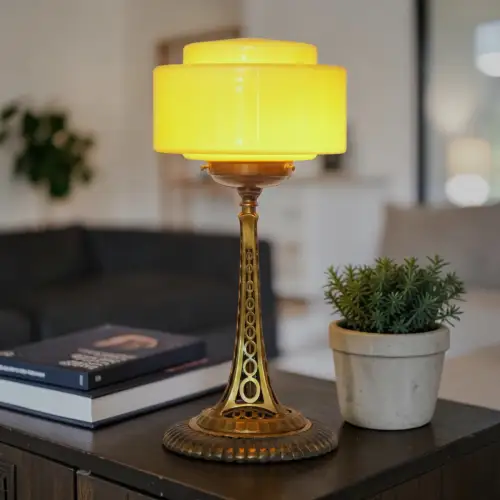 Original Art Deco Schreibtischleuchte "CHEMNITZ" Tischlampe Banker Messinglampe