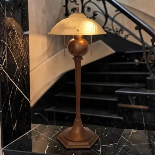 Original Art Déco Tischlampe "SEATTLE TOWER" Bankerlampe 85 cm hoch