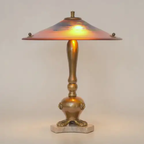 Traumhafte original Art Déco Schreibtischleuchte "MARIENFELD" Bronze Löwenfüße
