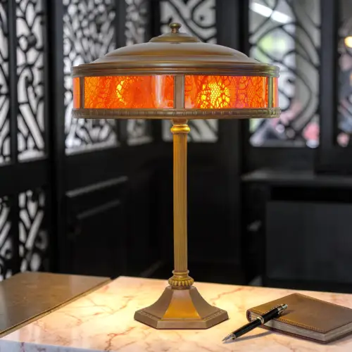 Art Déco Bankerlampe "BOGENHAUSEN" Messinglampe 1930 Tischleuchte schwenkbar