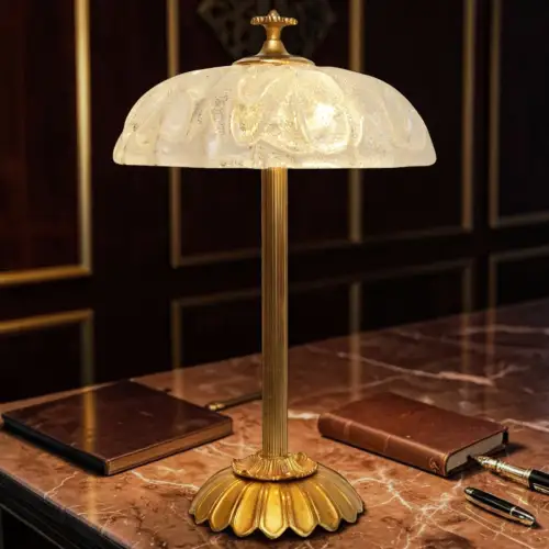 Wiener Jugendstil Kaffeehausleuchte Tischlampe Murano Messing Unikat