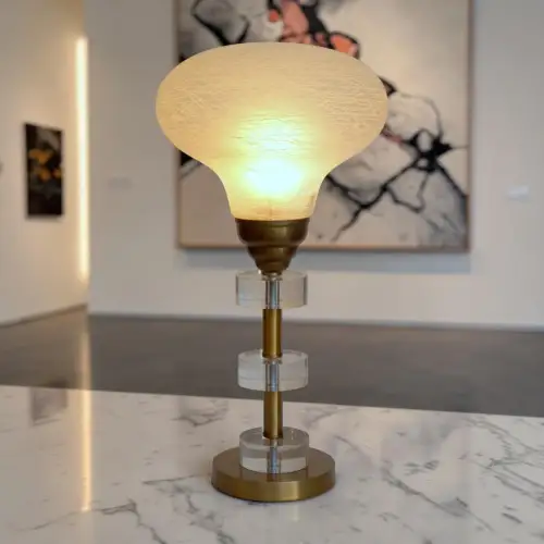 Design Lampe Unikat Tischleuchte "BRASSY MILL" 70er retro Lampe Designlampe