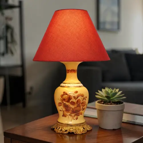 Gemarkte original Jugendstil Majolika Keramik Tischleuchte 1910 Tischlampe