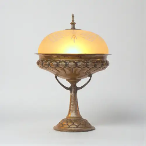 Einzigartige Art Nouveau Tischleuchte "WOLFSBURG" Unikat 1900 Tischlampe Messing