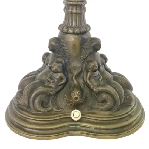 Orig. Art Nouveau Jugendstil Tischleuchte "POSEIDONS MERMAIDS" Bronze Figurine