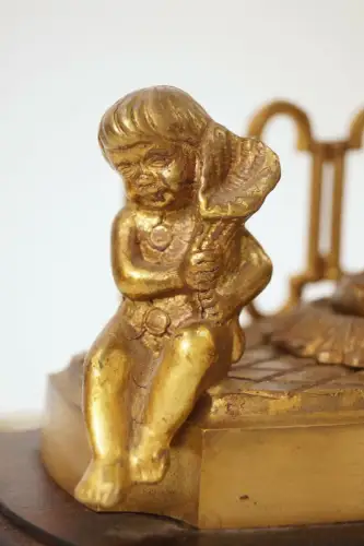 Unikate Jugendstil Messinglampe "ANGES AMOUREUX" Putto Putti Lampe Engel Cherub