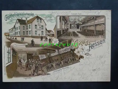 HESSEN Osterwieck Harz - Litho - Gasthof WEINSCHENKE Kegelbahn Kegeln - 1900