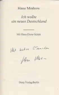 Modrow, Hans: Ich wollte ein neues Deutschland, Gemeinsam mit Hans-Dieter Schütt. 