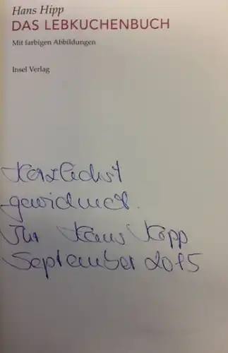 Hipp, Hans: Das Lebkuchenbuch, Insel Bücherei. IB 2015. 