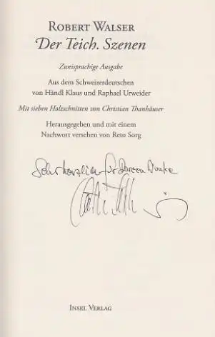 Walser, Robert und Christian (Illustrator) Thanhäuser: Der Teich, Schweisprachig - Deutsch - Schweizerdeutsch. Insel-Bücherei Nr. 1396. 