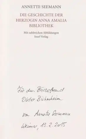 Seemann, Annette: Die Geschichte der Herzogin Anna Amalia Bibliothek, Insel-Bücherei - IB 1293. 