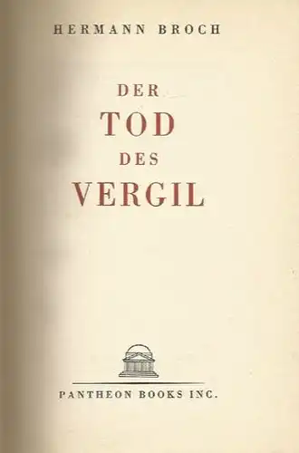 Broch, Hermann. Der Tod des Vergil.